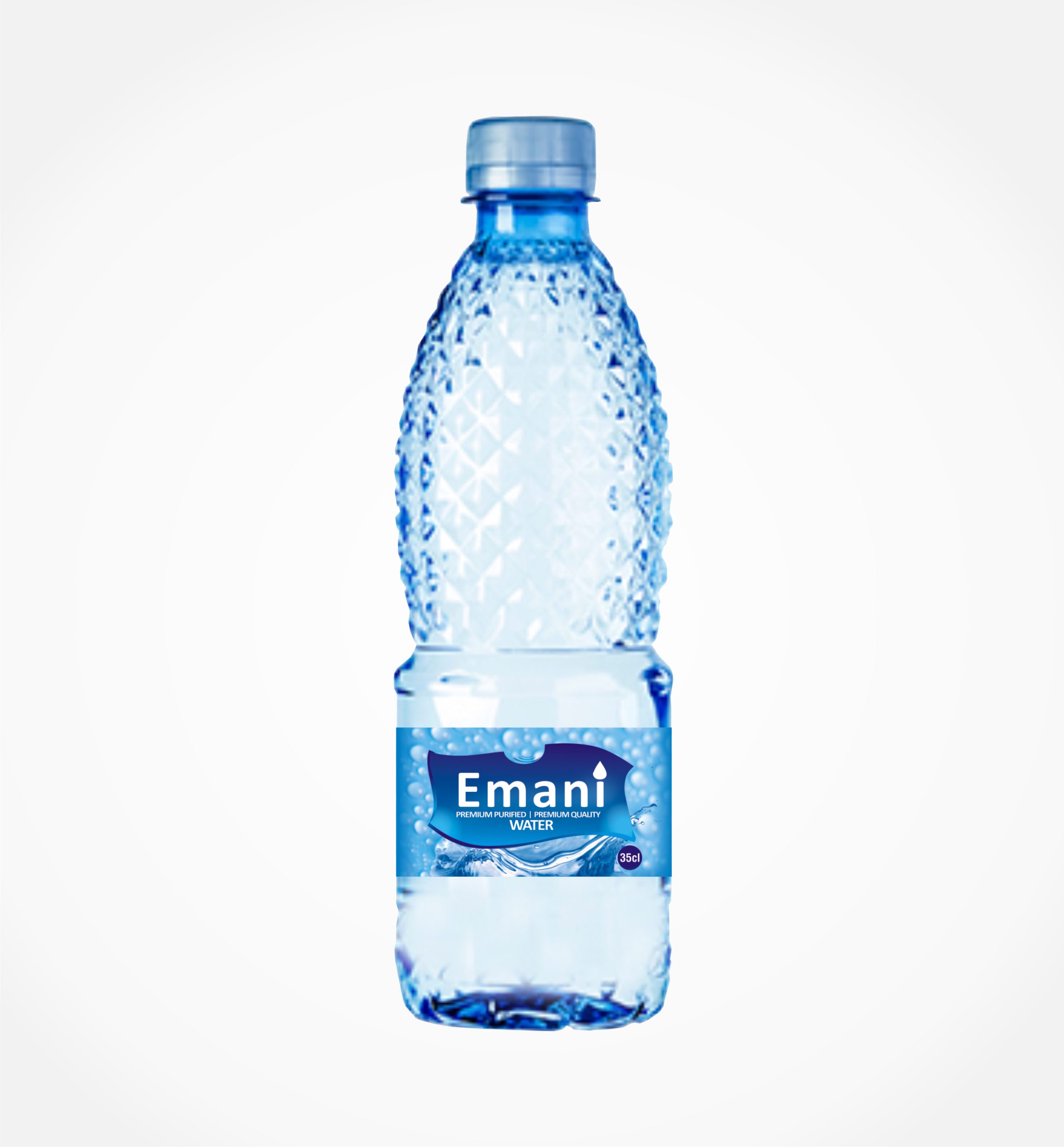 A bottle of Emani  Premium drinking water